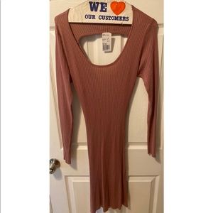 Pink / light purple knee length ribbed dress